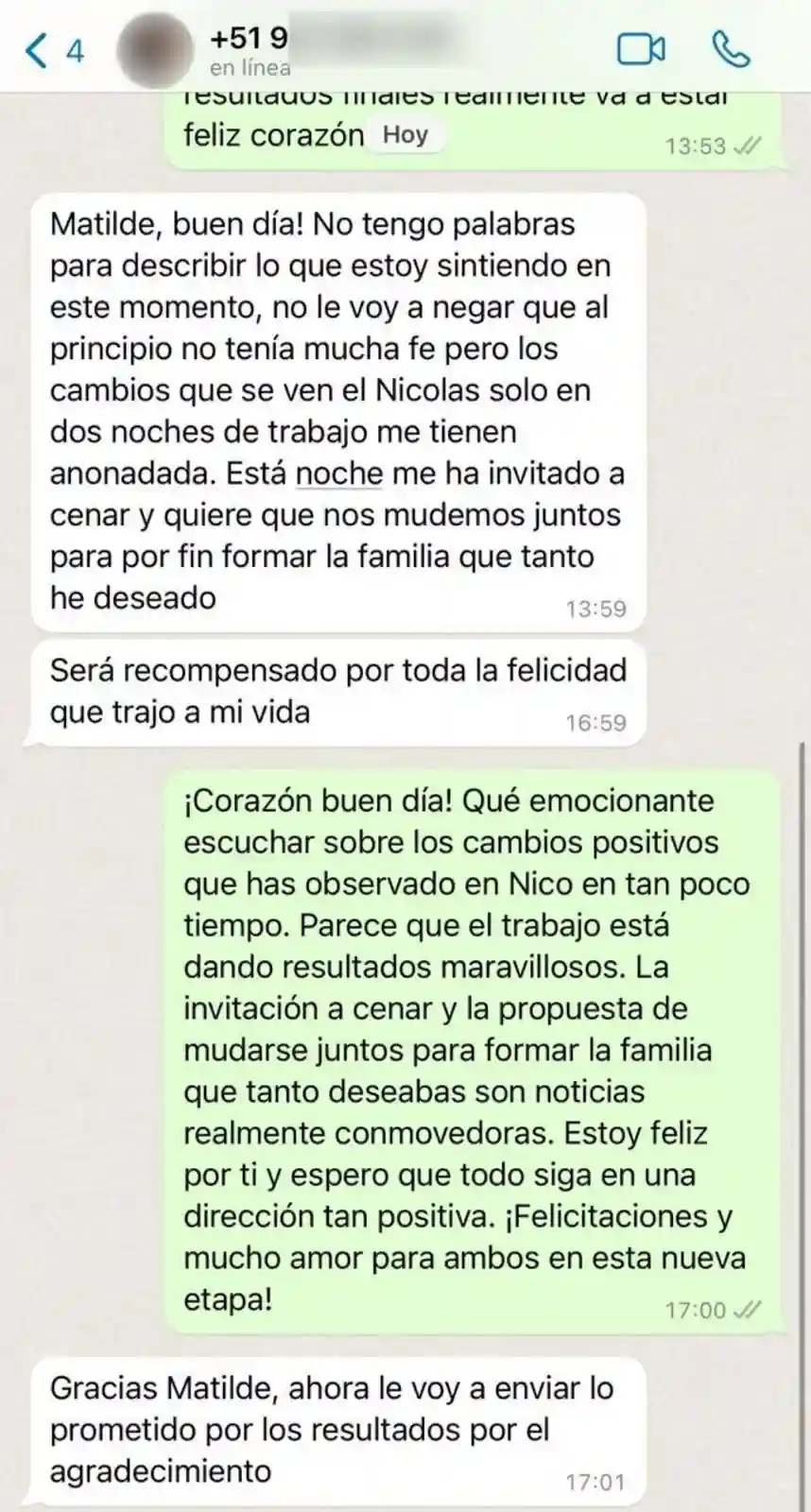 imágenes de chats de clientes satisfechos