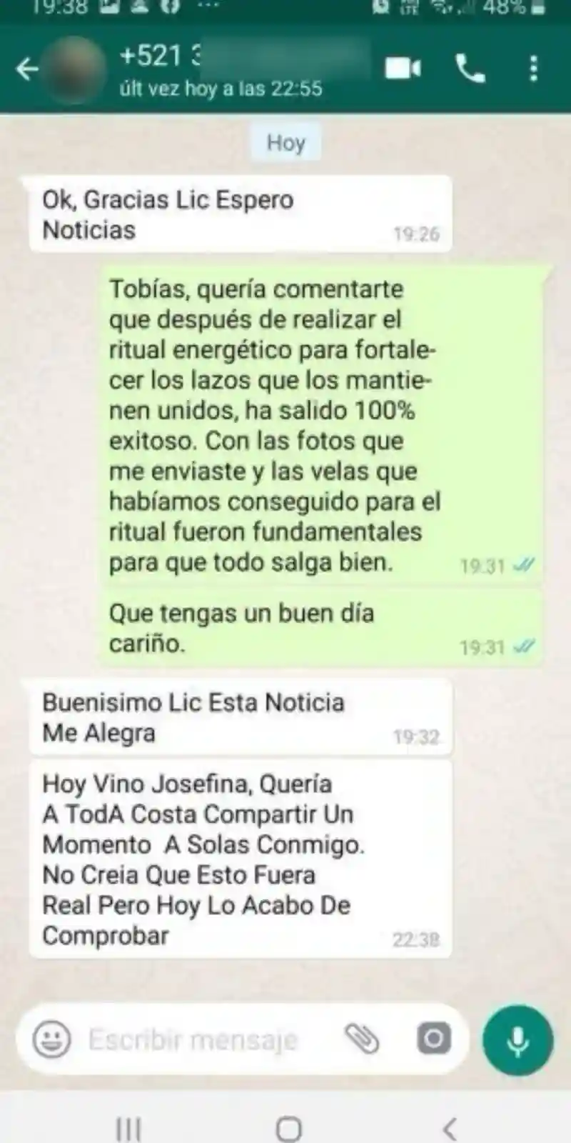 imágenes de chats de clientes satisfechos